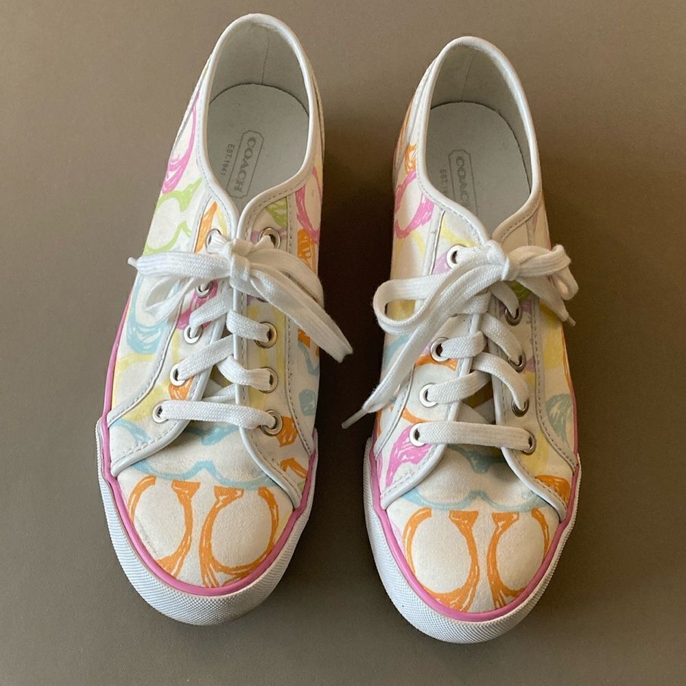 Coach NWOT City Sole Skate Multicolor Signature Rainbow Sneakers. Size 8M.
